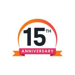 15 Th anniversary ribbon logo with crescent moon shape