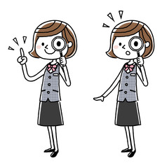 ビジネスウーマン：虫眼鏡
