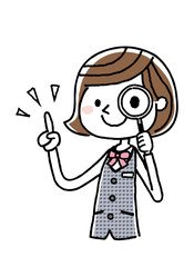 ビジネスウーマン：虫眼鏡