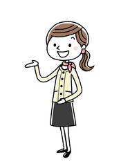 ビジネスウーマン：紹介、案内、説明
