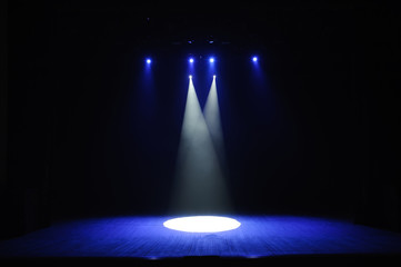 Free stage with lights, lighting devices.