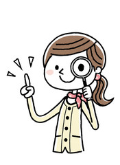 ビジネスウーマン：虫眼鏡
