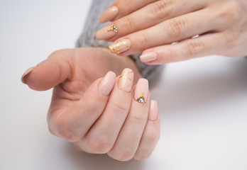 Natural nails, gel polish. Perfect clean manicure with zero cuticle. Nail art design for the fashion style.