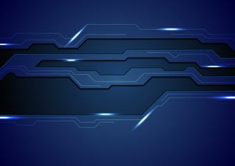 Abstract dark blue concept tech background