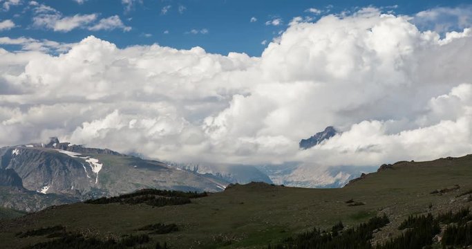 Clouds roll over Mt Chapin in Colorado
