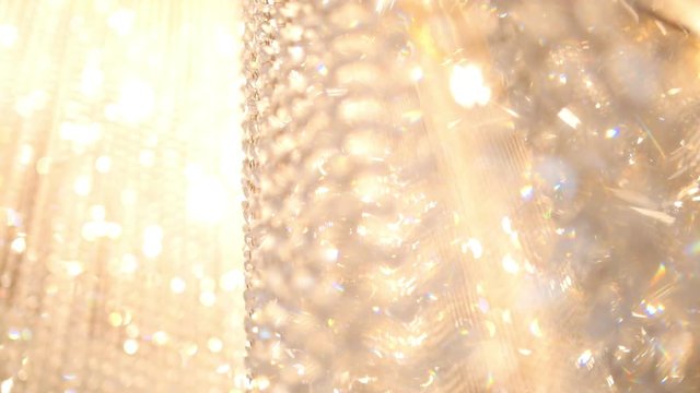 Crystal luxury fashion chandelier with bling shining reflection, macro