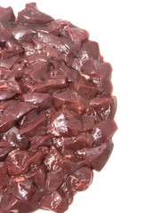 Fresh turkey livers on a white background