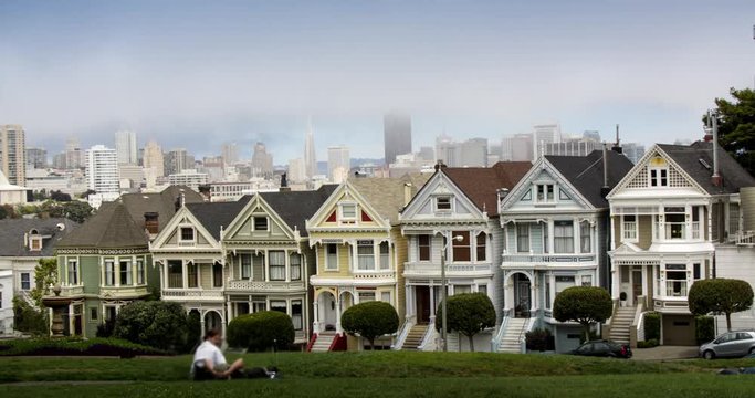 Painted Ladies San Francisco. Time Lapse of the famous victorian homes in San Francisco.