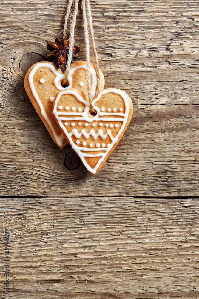 Sticker christmas background with gingerbread heart