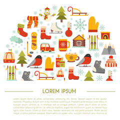 Obraz premium Vector winter cartoon background