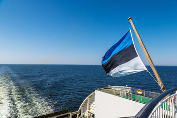 Estonian flag on a ship