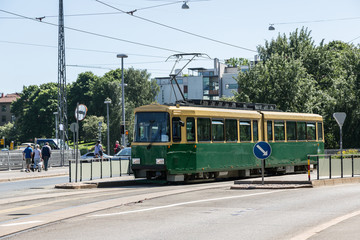 Fototapeta na wymiar Public transport, tram in Helsinki