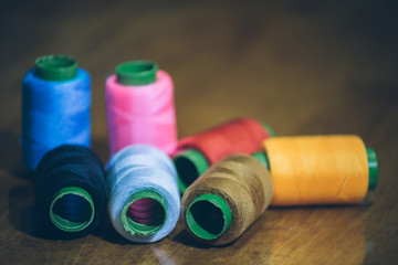 detail view of Sewing Kit on table.