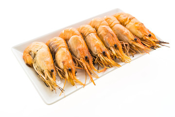 Grilled Prawn and shrimp in white plate