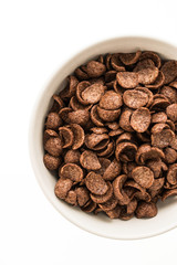 Cereals chocolate in white bowl