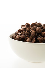 Cereals chocolate in white bowl