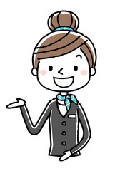 ビジネスウーマン：紹介、案内、説明

