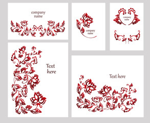 Set of floral design cards , invitation cards , thank you card . Flower template, vector illustration.
