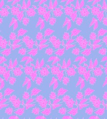 Fototapeta na wymiar Floral seamless background pattern pattern with fantasy flowers. Line art. Vector illustration hand drawn.