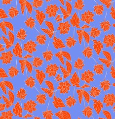 Obraz premium Floral seamless background pattern pattern with fantasy flowers. Line art. Vector illustration hand drawn.