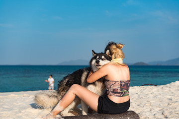 Girl with Siberian Husky