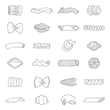 Set of different types of pasta