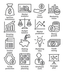 Business economic icons in line style