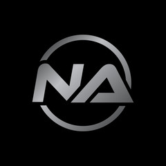 initial letter logo with circle silver color NA