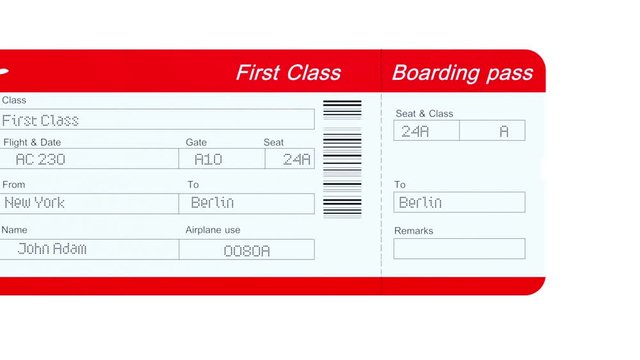 Economy Class, Business Class and First Class Airline tickets