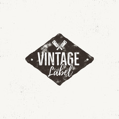 Vintage handcrafted label design. Letterpress effect with typography elements and steak knife cuts. Vector isolated