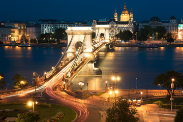 Szechenyi Chain Bridge in Budapest Hungary