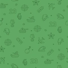 Seamless pattern of military icons