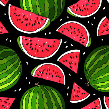 Seamless vector pattern of watermelon