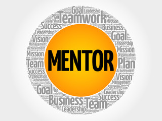 Mentor word cloud collage, business concept background