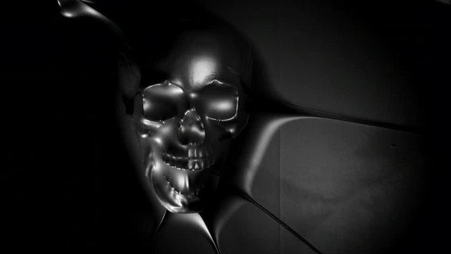 4k Halloween Shot of a Silhouette of Skeleton Hand in Latex Vacuum, b & w