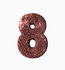 Crispy Chocolate Number 8. 3d rendering isolated
