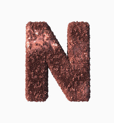 Chocolate Font Concept. Delicious Crispy N Letter. 3d rendering isolated