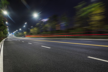 Traffic light trails in downtown of Hong Kong,China.