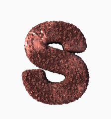 Chocolate Font Concept. Delicious Crispy S Letter. 3d rendering isolated