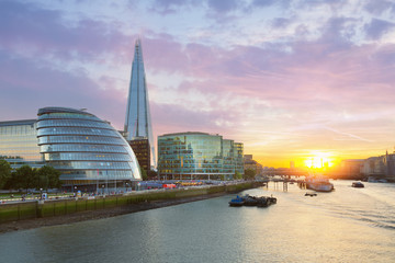London City Hall with sunset