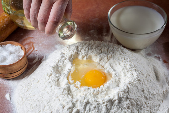 Baker prepared flour for baking