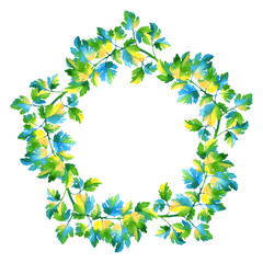 Fototapeta premium Watercolor floral wreath on white background