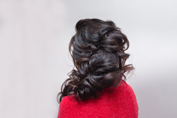evening hair styling Brunette, back view