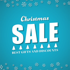 Blue square template banner for Christmas sales.