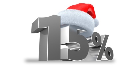 3d illustration of 15 discount over white background