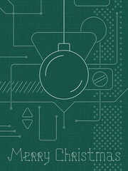 Merry Christmas Holiday Greeting Card. Geometry lines, art techno style. Line art design. Vector illustration
