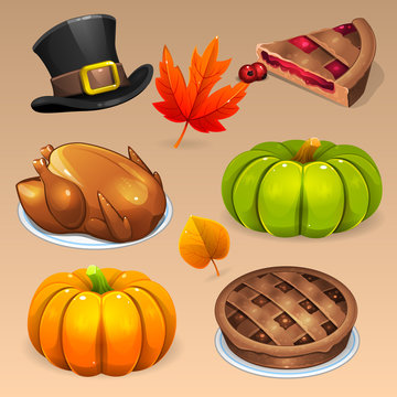 Illustration of Thanksgiving Day icons