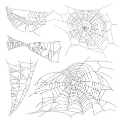 Set of different spiderwebs
