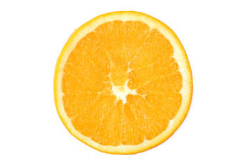 Round half an orange on a white background isolated