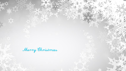Christmas silver background with snowflakes and decent blue Merr